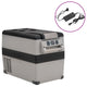 VidaXL Koelbox met handvat en adapter 45 L PP PE zwart en grijs