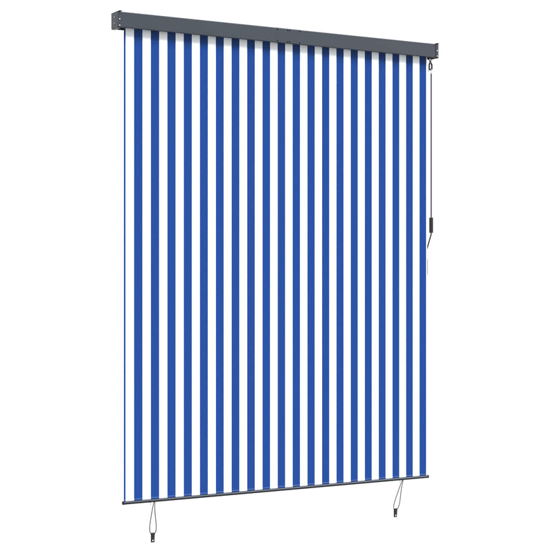 Chargez l'image dans la visionneuse de la galerie, Vidaxl rolgordijn blauw en wit 200 x 250 cm stof en aluminium
