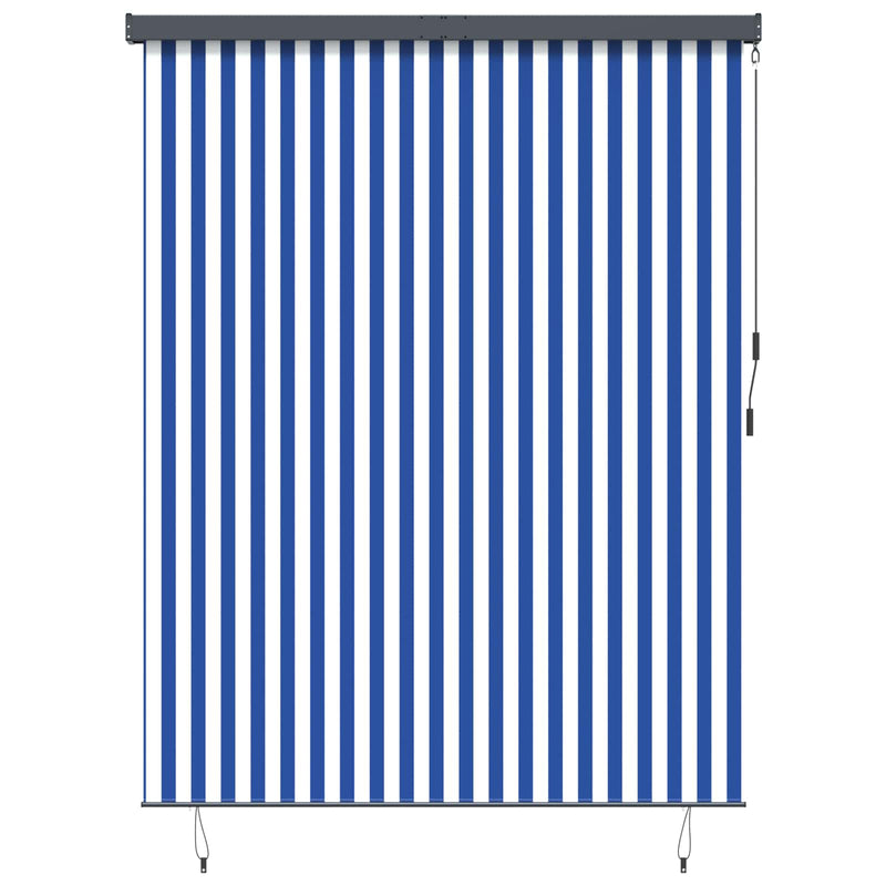 Chargez l'image dans la visionneuse de la galerie, Vidaxl rolgordijn blauw en wit 200 x 250 cm stof en aluminium
