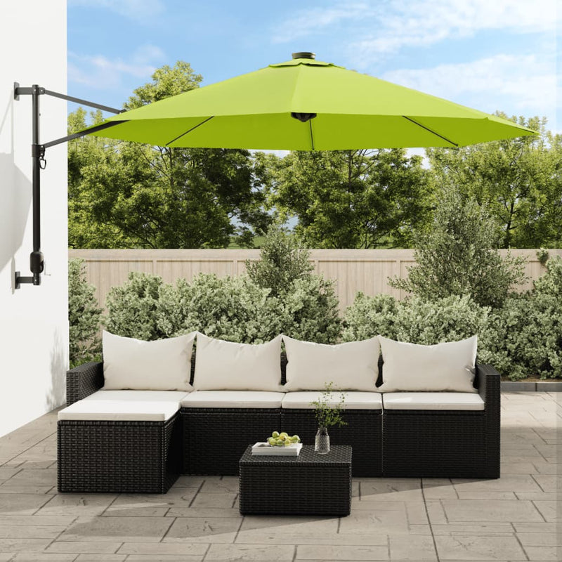 Load image into Gallery viewer, Vidaxl wandparasol met leds 290 cm appelgroen
