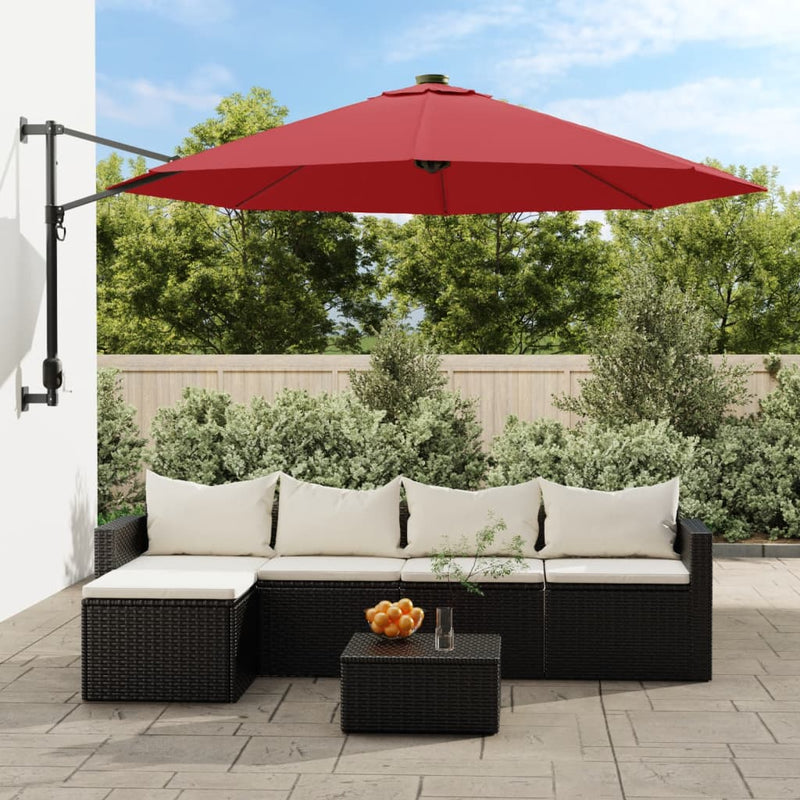Load image into Gallery viewer, Vidaxl wandparasol met leds 290 cm felrood
