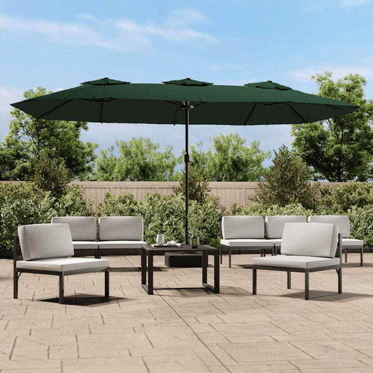 Vidaxl parasol dubbel 449x265 cm groen