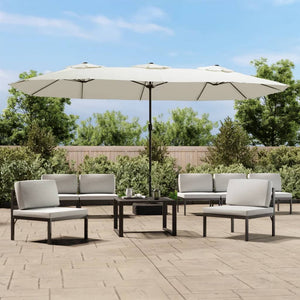 Vidaxl parasol dubbel dak met led 449x265 cm zandwit