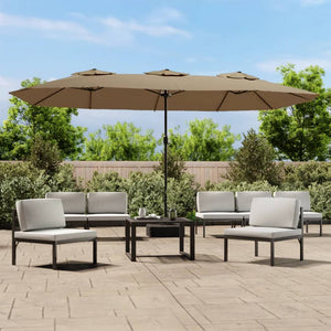 Vidaxl parasol dubbel dak met led 449x265 cm taupe