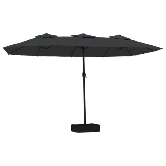 Vidaxl parasol dubbel dak met led 449x265 cm zwart