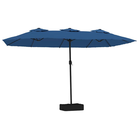 Vidaxl parasol dubbel dak met led 449x265 cm azuurblauw