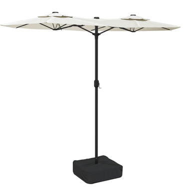Vidaxl parasol dubbel dak met led 316x145 cm zandwit