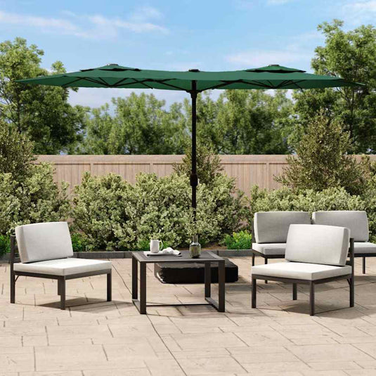 Vidaxl parasol dubbel met led's 316x145 cm groen