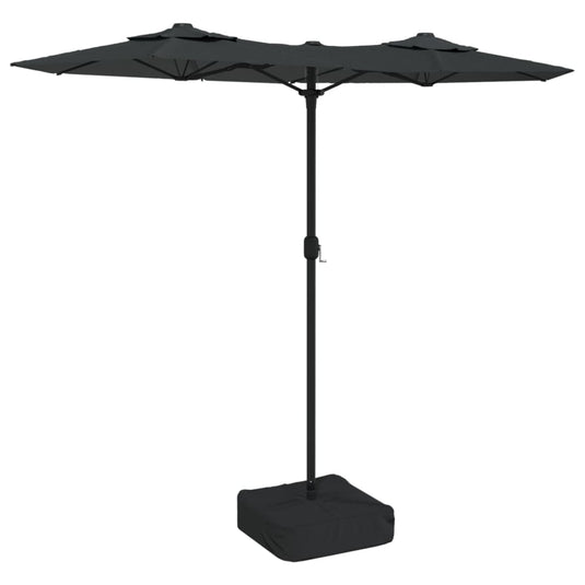 Vidaxl parasol dubbel dak met led's 316x145 cm antracietkleurig