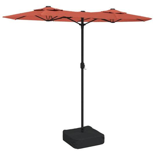 Vidaxl parasol dubbel dak met led's 316x145 cm terracottakleurig