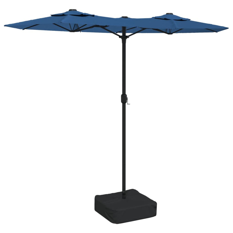 Load image into Gallery viewer, Vidaxl parasol dubbel dak met led 316x145 cm azuurblauw
