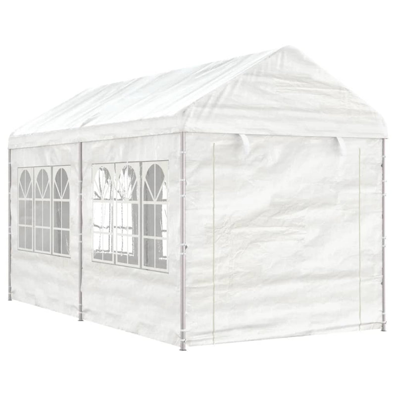 Load image into Gallery viewer, VidaXL Prieel met dak 4,46x2,28x2,69 m polyetheen wit
