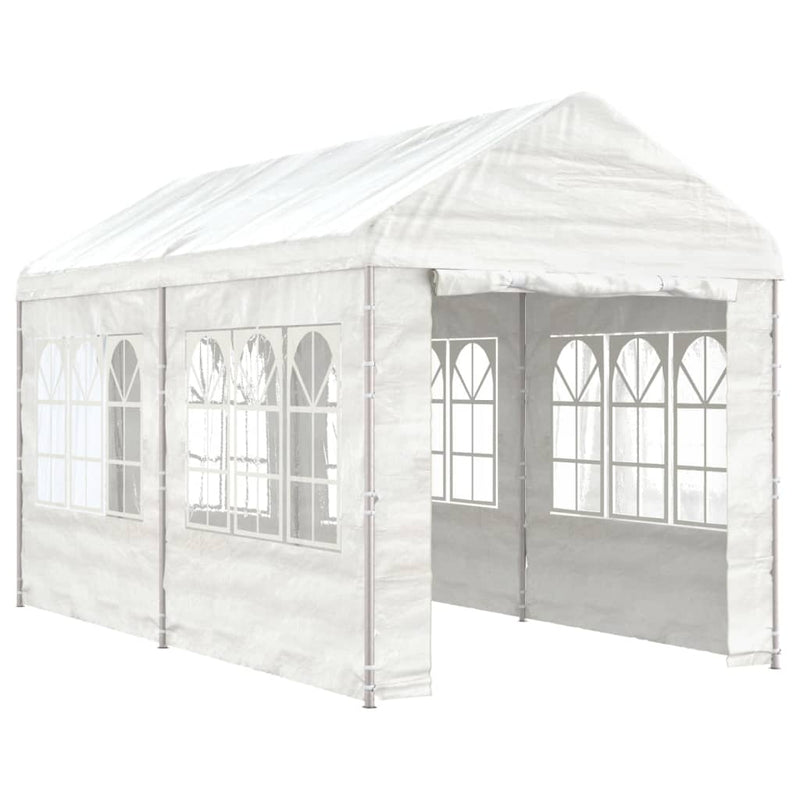 Load image into Gallery viewer, VidaXL Prieel met dak 4,46x2,28x2,69 m polyetheen wit

