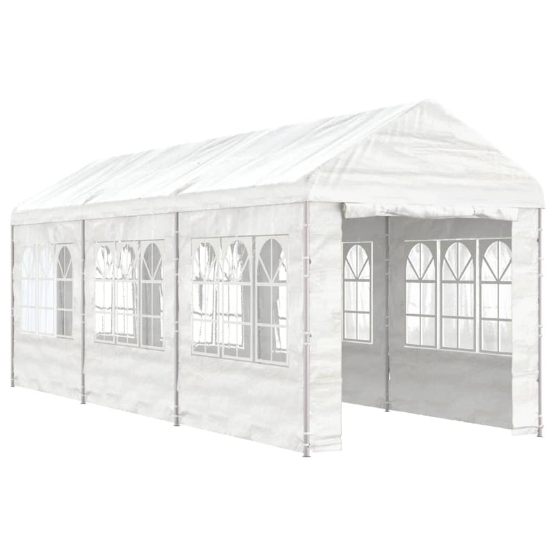 Load image into Gallery viewer, VidaXL Prieel met dak 6,69x2,28x2,69 m polyetheen wit
