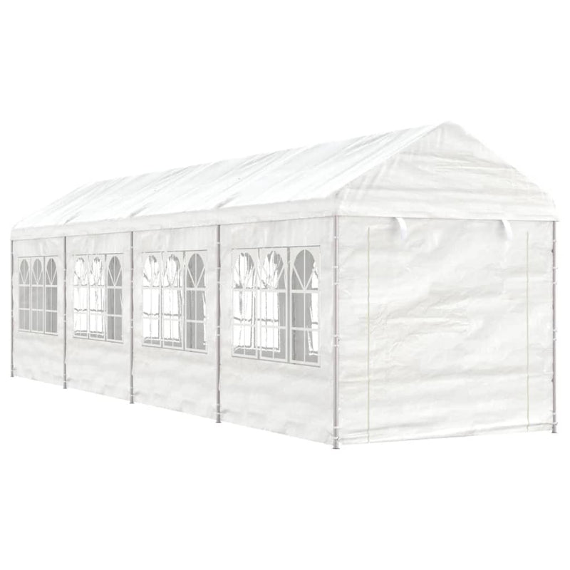 Load image into Gallery viewer, VidaXL Prieel met dak 8,92x2,28x2,69 m polyetheen wit
