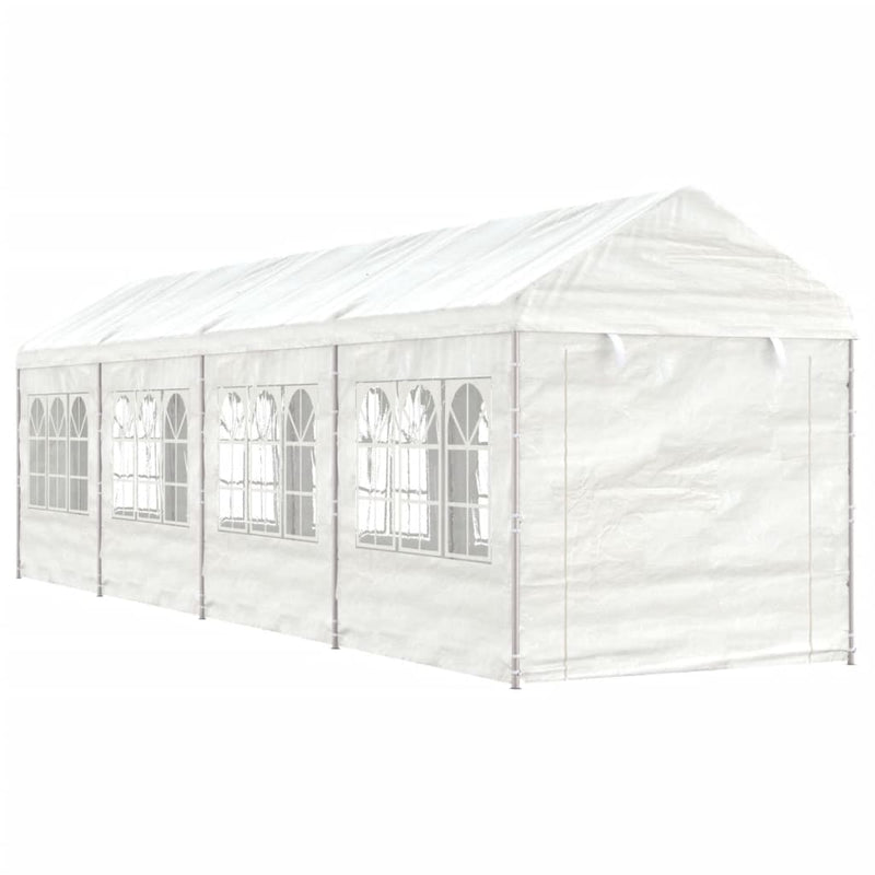 Load image into Gallery viewer, VidaXL Prieel met dak 8,92x2,28x2,69 m polyetheen wit
