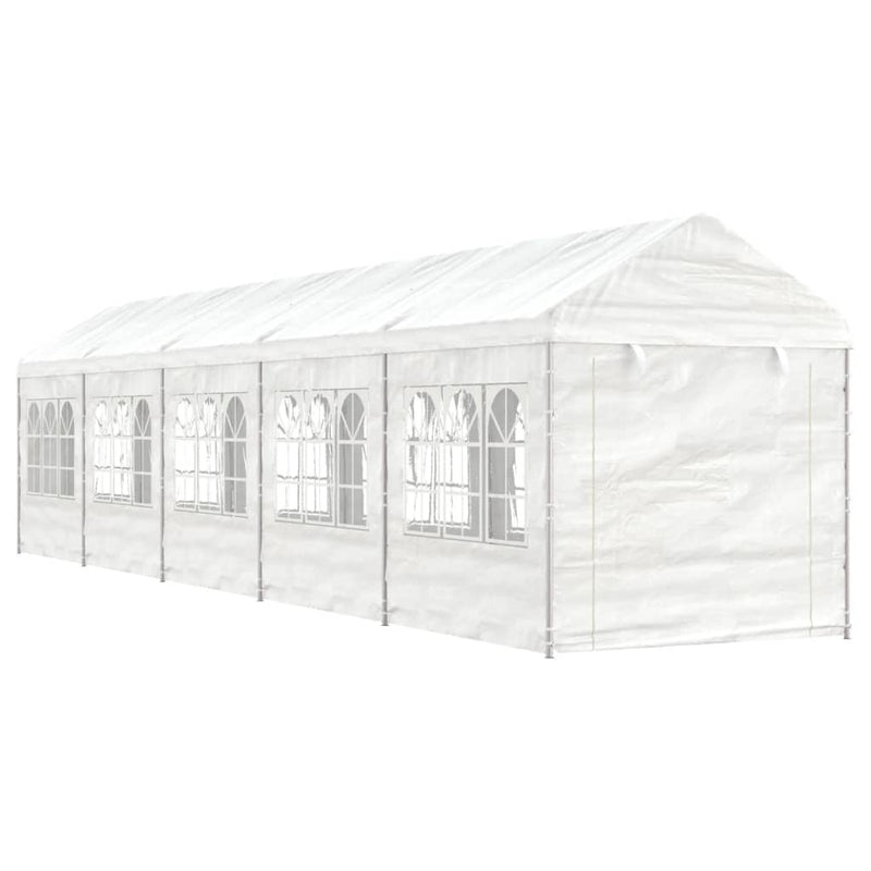 Load image into Gallery viewer, VidaXL Prieel met dak 11,15x2,28x2,69 m polyetheen wit
