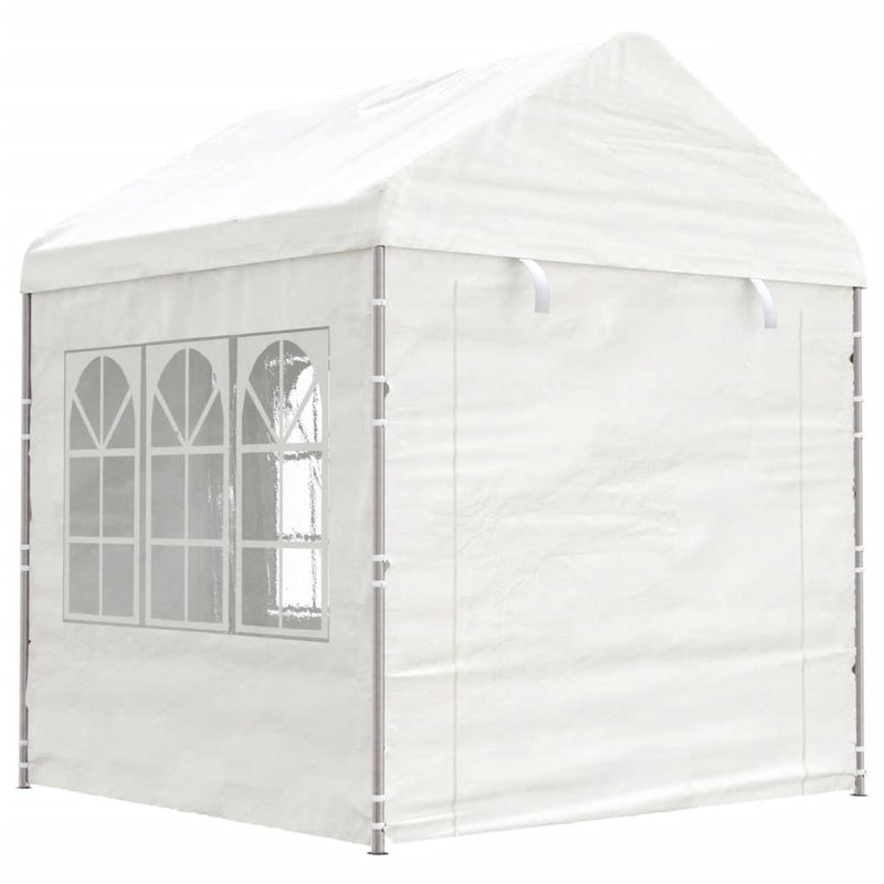 Load image into Gallery viewer, VidaXL Prieel met dak 11,15x2,28x2,69 m polyetheen wit

