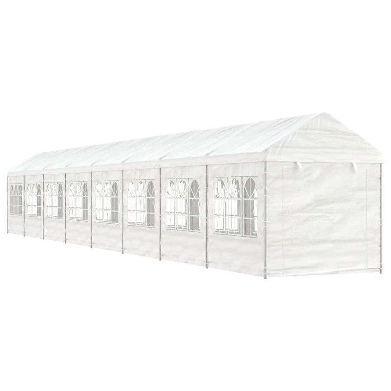 Load image into Gallery viewer, VidaXL Prieel met dak 17,84x2,28x2,69 m polyetheen wit

