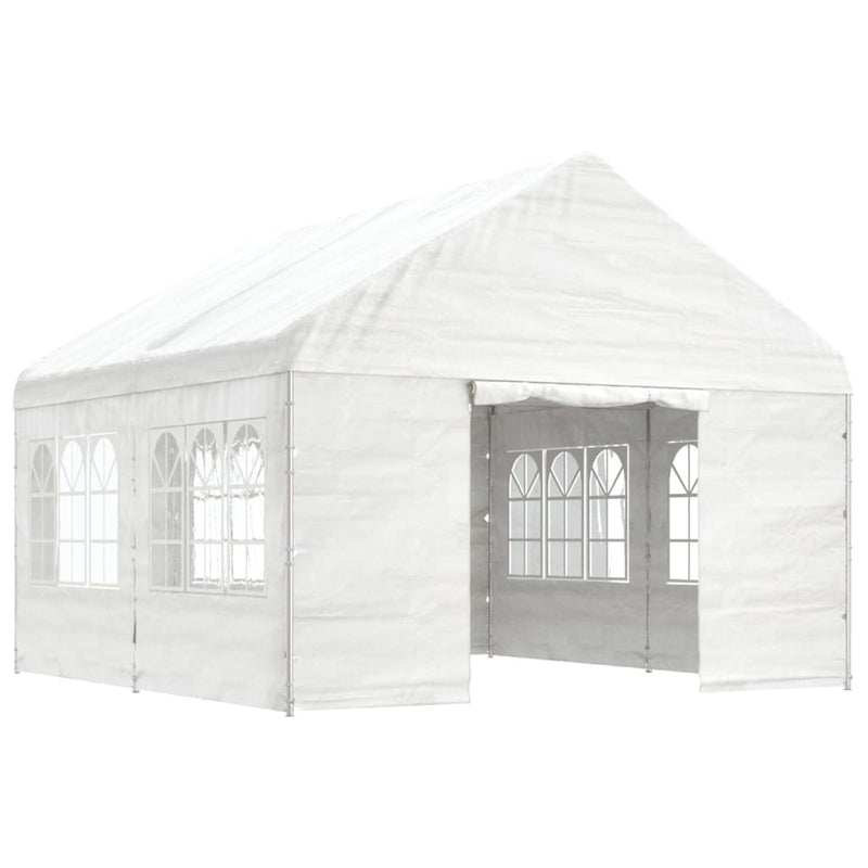 Load image into Gallery viewer, VidaXL Prieel met dak 4,46x4,08x3,22 m polyetheen wit
