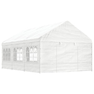 VidaXL Prieel met dak 6,69x4,08x3,22 m polyetheen wit