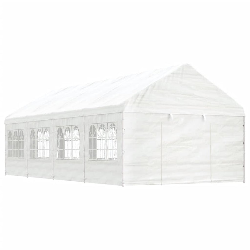 Load image into Gallery viewer, VidaXL Prieel met dak 8,92x4,08x3,22 m polyetheen wit
