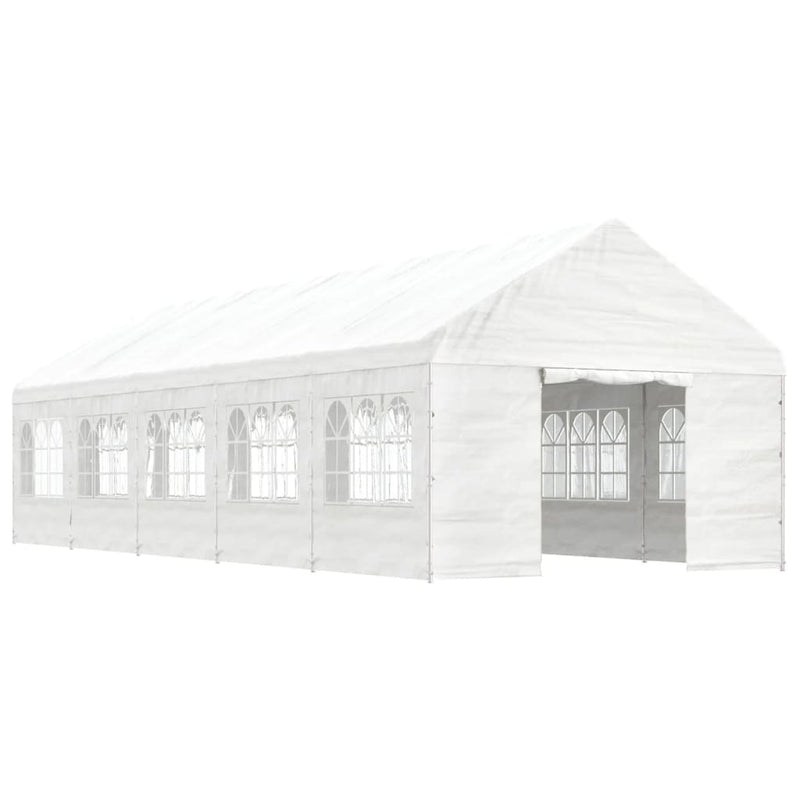 Load image into Gallery viewer, VidaXL Prieel met dak 11,15x4,08x3,22 m polyetheen wit
