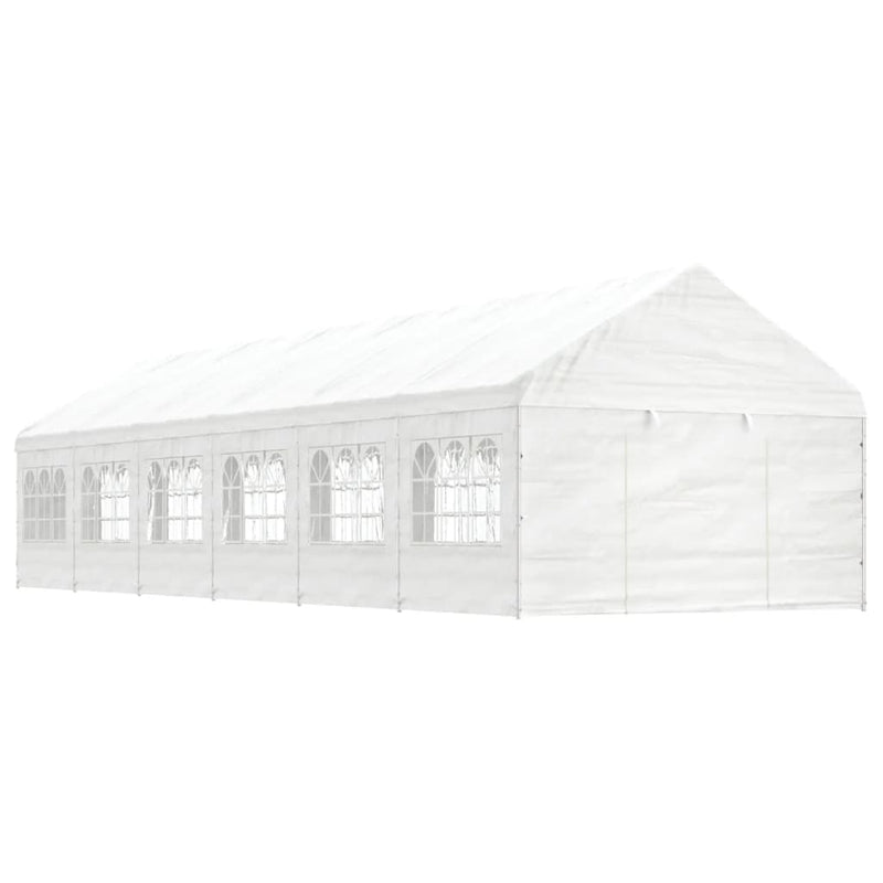 Load image into Gallery viewer, VidaXL Prieel met dak 13,38x4,08x3,22 m polyetheen wit
