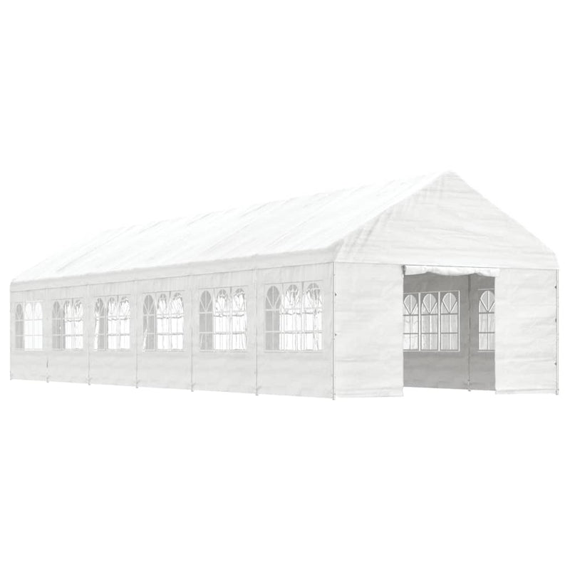 Load image into Gallery viewer, VidaXL Prieel met dak 13,38x4,08x3,22 m polyetheen wit

