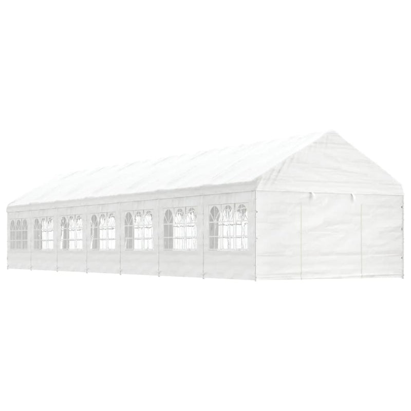 Load image into Gallery viewer, VidaXL Prieel met dak 15,61x4,08x3,22 m polyetheen wit
