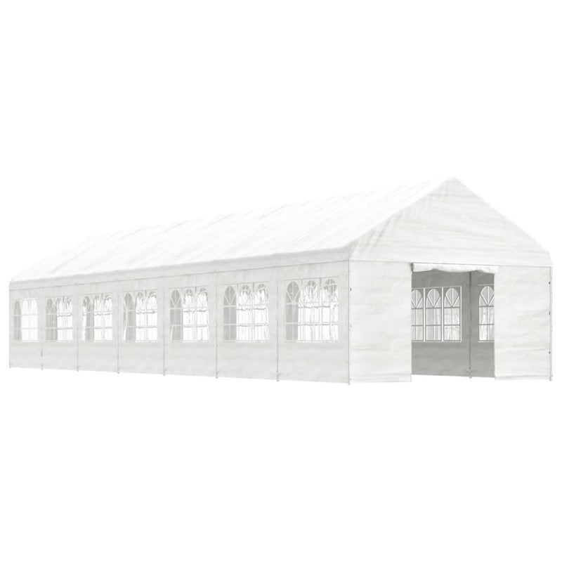 Load image into Gallery viewer, VidaXL Prieel met dak 15,61x4,08x3,22 m polyetheen wit
