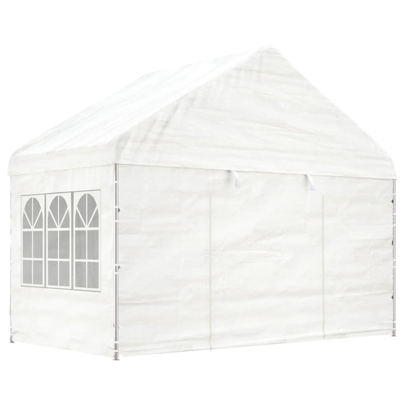 Load image into Gallery viewer, VidaXL Prieel met dak 15,61x4,08x3,22 m polyetheen wit
