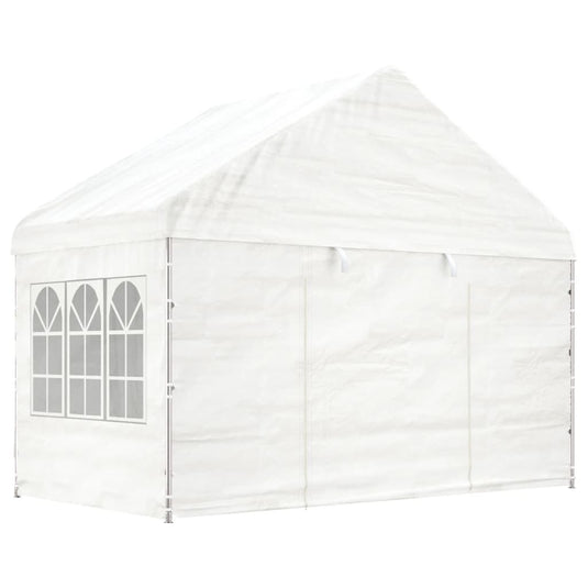 VidaXL Prieel met dak 15,61x4,08x3,22 m polyetheen wit