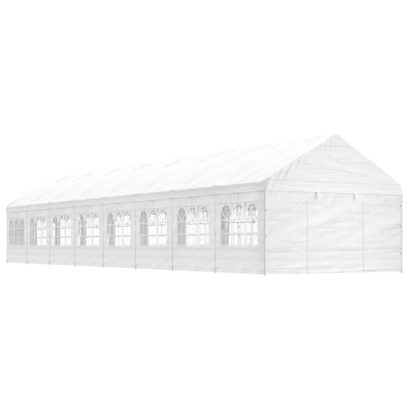 Load image into Gallery viewer, VidaXL Prieel met dak 17,84x4,08x3,22 m polyetheen wit
