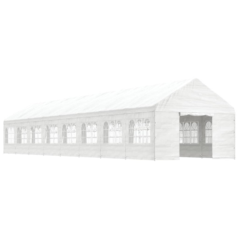 Load image into Gallery viewer, VidaXL Prieel met dak 17,84x4,08x3,22 m polyetheen wit
