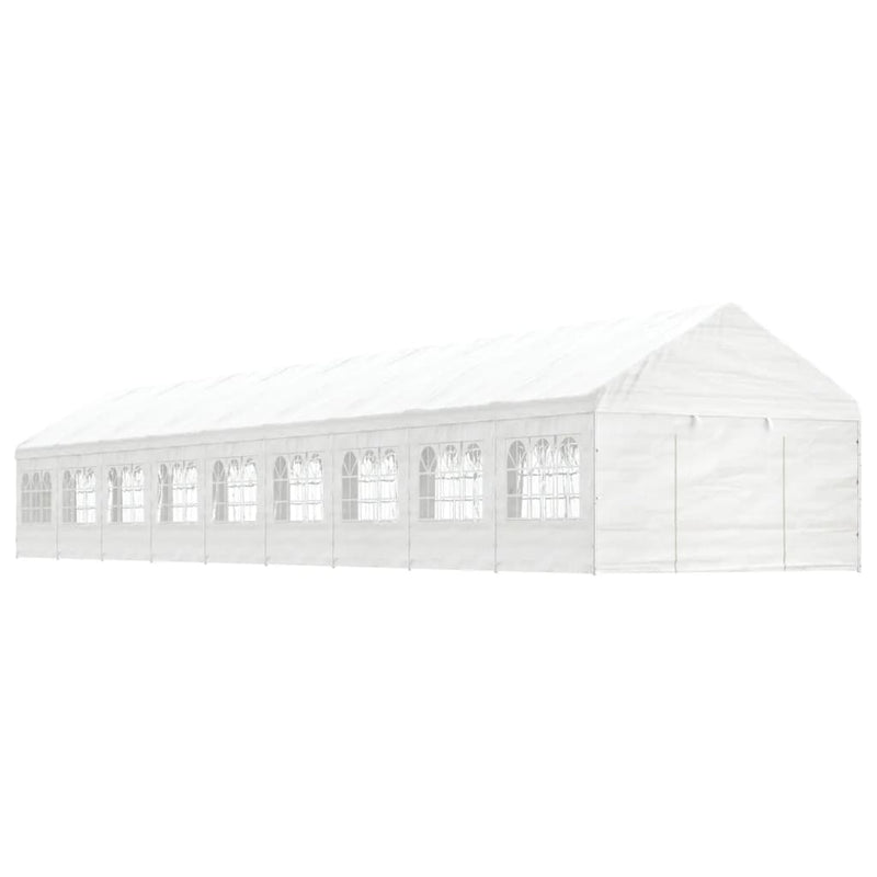 Load image into Gallery viewer, VidaXL Prieel met dak 20,07x4,08x3,22 m polyetheen wit
