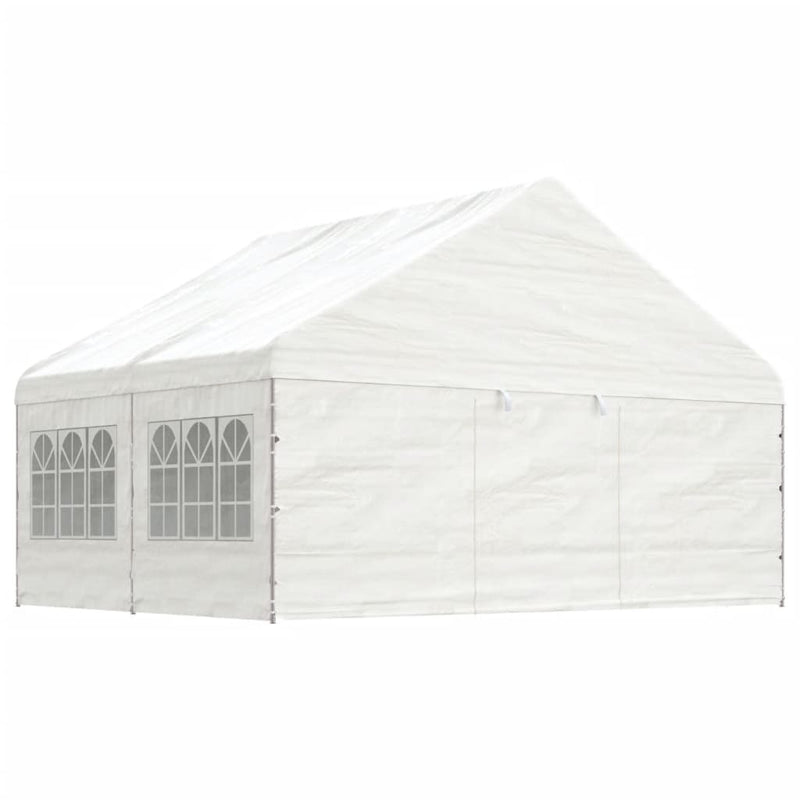 Load image into Gallery viewer, VidaXL Prieel met dak 4,46x5,88x3,75 m polyetheen wit
