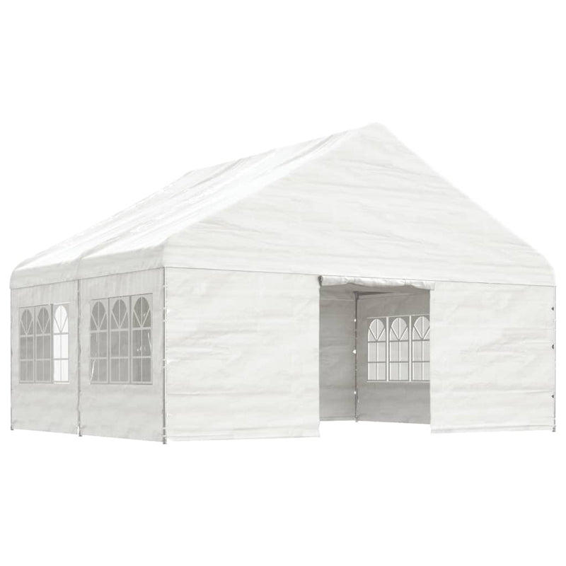 Load image into Gallery viewer, VidaXL Prieel met dak 4,46x5,88x3,75 m polyetheen wit
