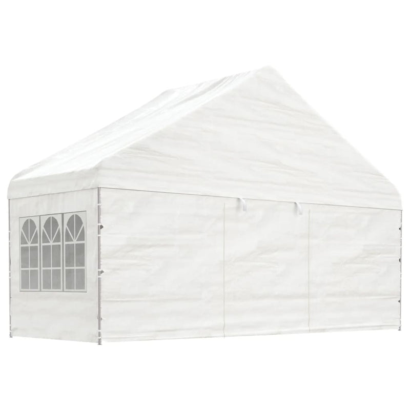 Load image into Gallery viewer, VidaXL Prieel met dak 4,46x5,88x3,75 m polyetheen wit
