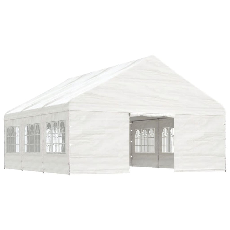 Load image into Gallery viewer, VidaXL Prieel met dak 6,69x5,88x3,75 m polyetheen wit
