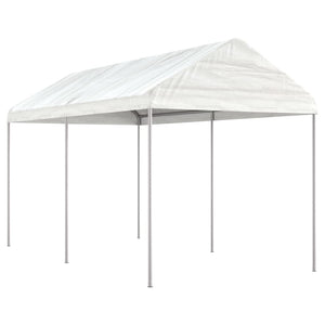 Vidaxl prieel met dak 4,46x2,28x2,69 m polyetheen wit