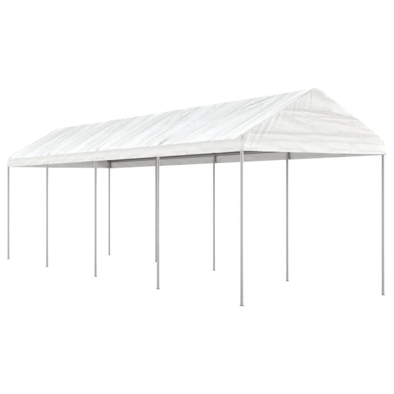 Afbeelding laden in galerijviewer, VidaXL Prieel met dak 8,92x2,28x2,69 m polyetheen wit
