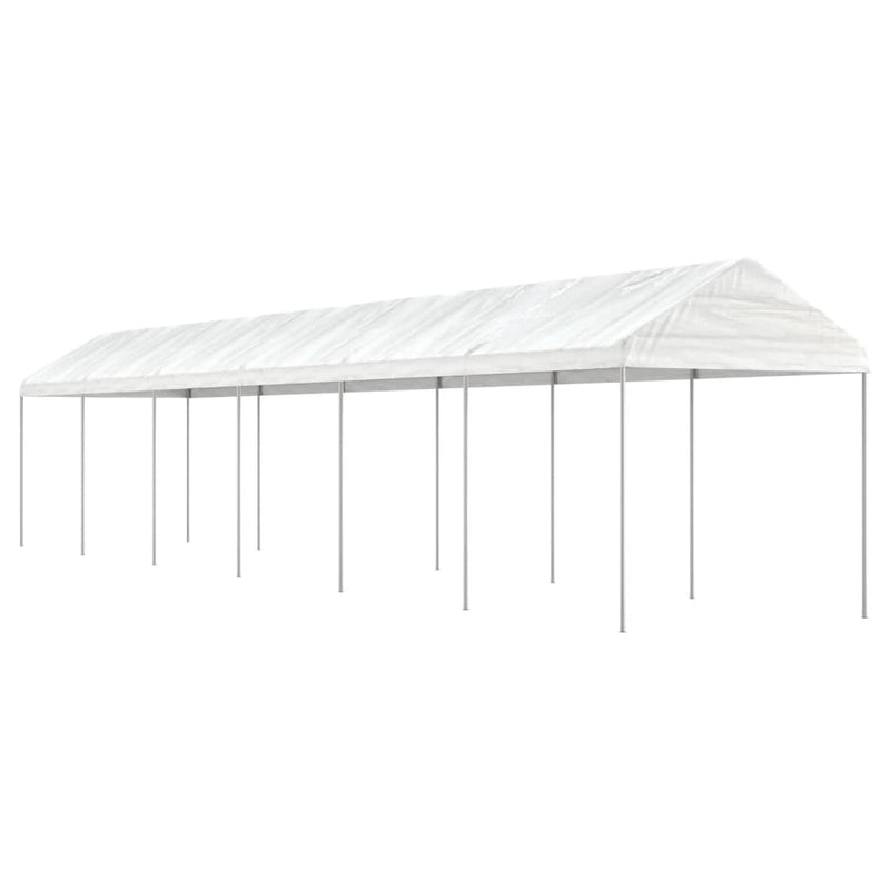 Afbeelding laden in galerijviewer, VidaXL Prieel met dak 13,38x2,28x2,69 m polyetheen wit

