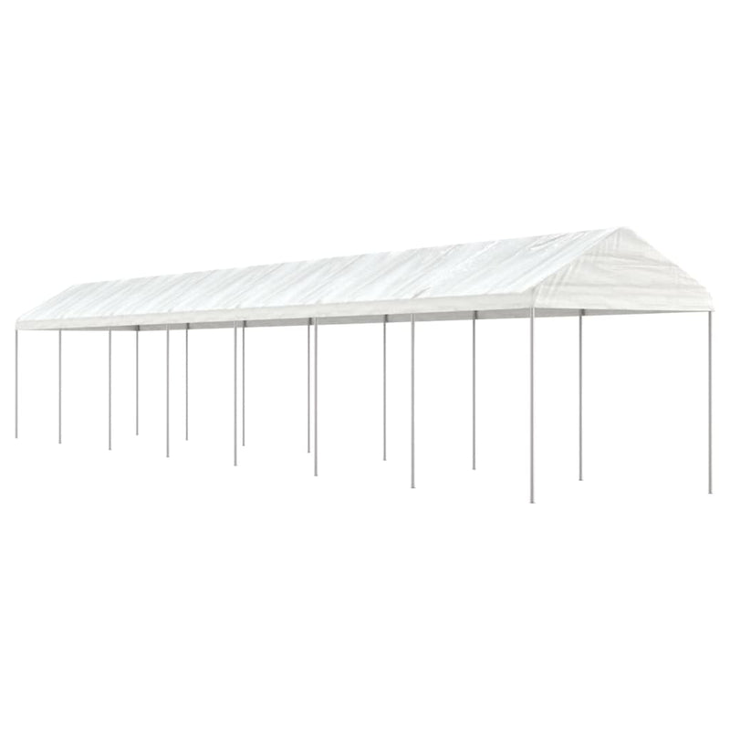 Afbeelding laden in galerijviewer, VidaXL Prieel met dak 15,61x2,28x2,69 m polyetheen wit
