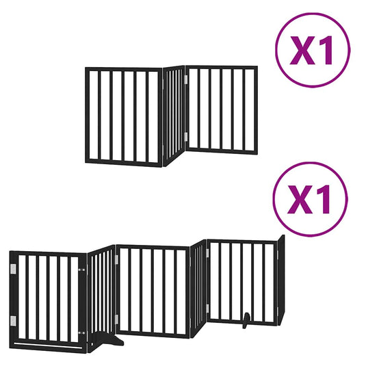 Vidaxl hondenhek inklapbaar 9 panelen 450 cm populierenhout zwart