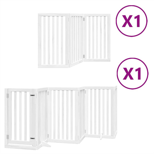 Vidaxl hondenhek inklapbaar met deur 9 panelen 450 cm populierhout wit