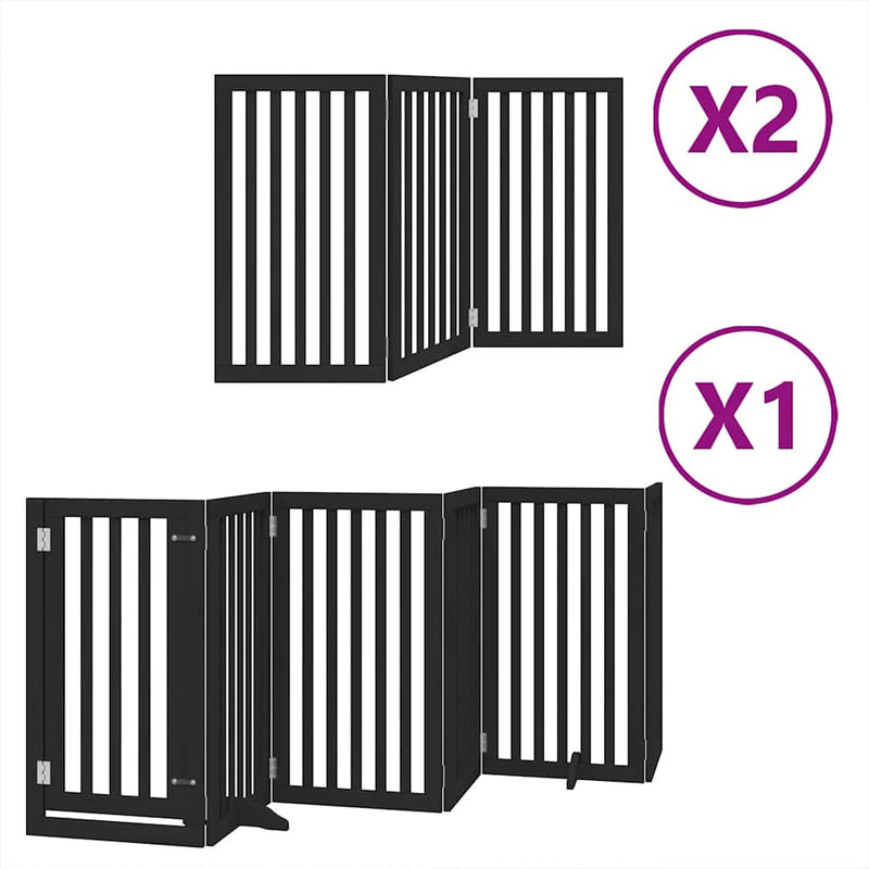 Chargez l'image dans la visionneuse de la galerie, Vidaxl hondenhek inklapbaar 12 panelen 600 cm populierenhout zwart
