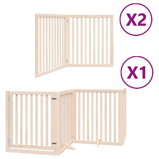 Vidaxl hondenhek inklapbaar met deur 8 panelen 640 cm populierenhout