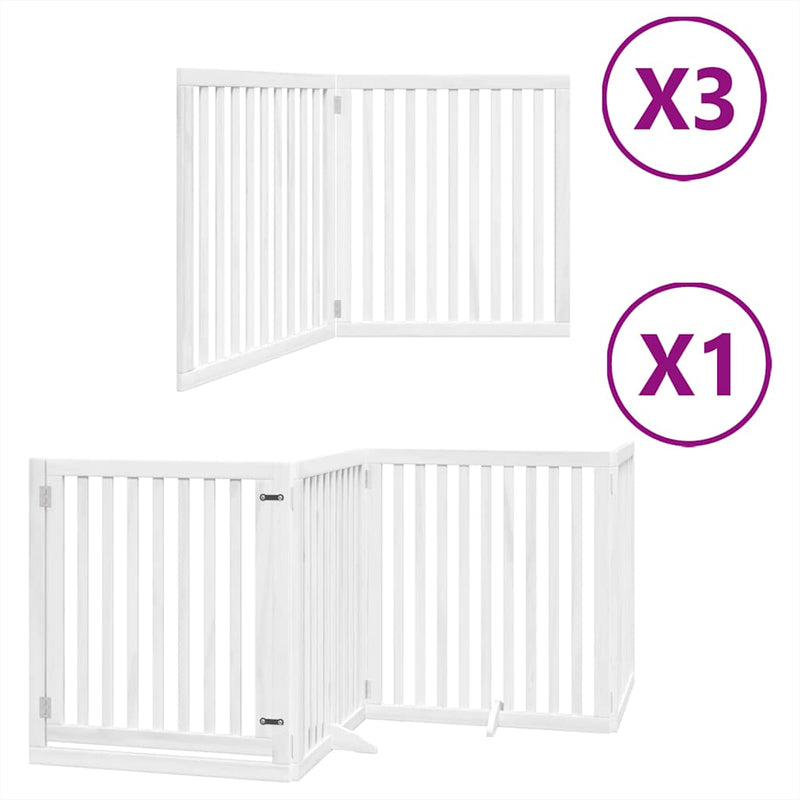 Cargue la imagen en el visor de la galería, Vidaxl hondenhek inklapbaar met deur 10 panelen 800cm populierhout wit
