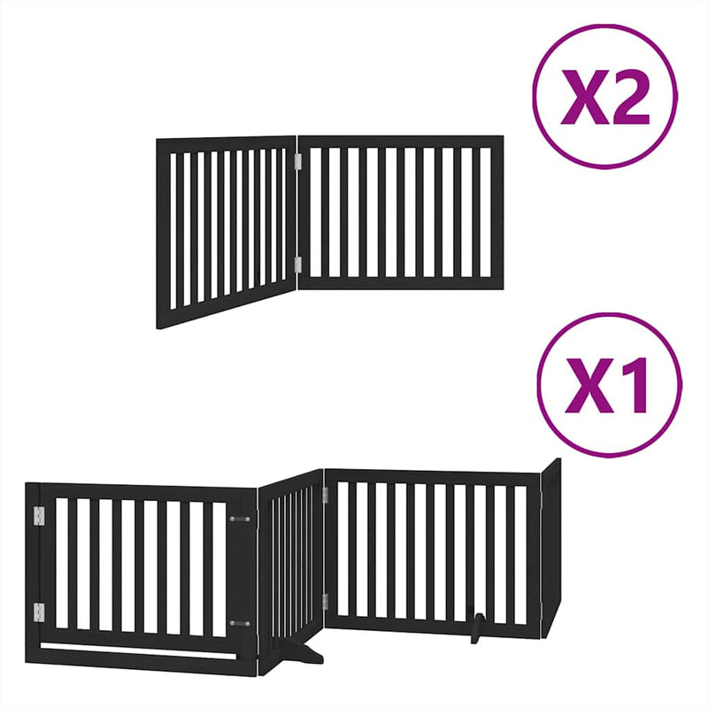 Cargue la imagen en el visor de la galería, Vidaxl hondenhek inklapbaar 8 panelen 640 cm populierenhout zwart
